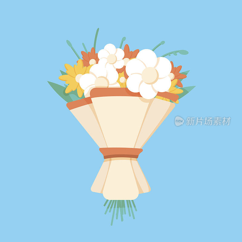 Wedding bouquet flowers vector illustration.